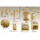 Automatic urinal & toilet flushers, soap dispenser, and faucet in Polished Gold