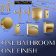 Automatic urinal & toilet flushers, soap dispenser, and faucet in Satin Gold finish 