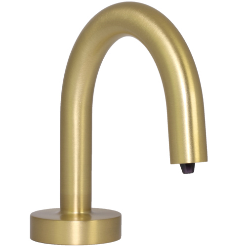 Electronic, sensor, deck mounted bulk soap dispenser in Satin Brass PYOS-L100